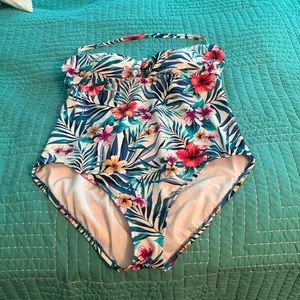 Floral one piece bathing suit